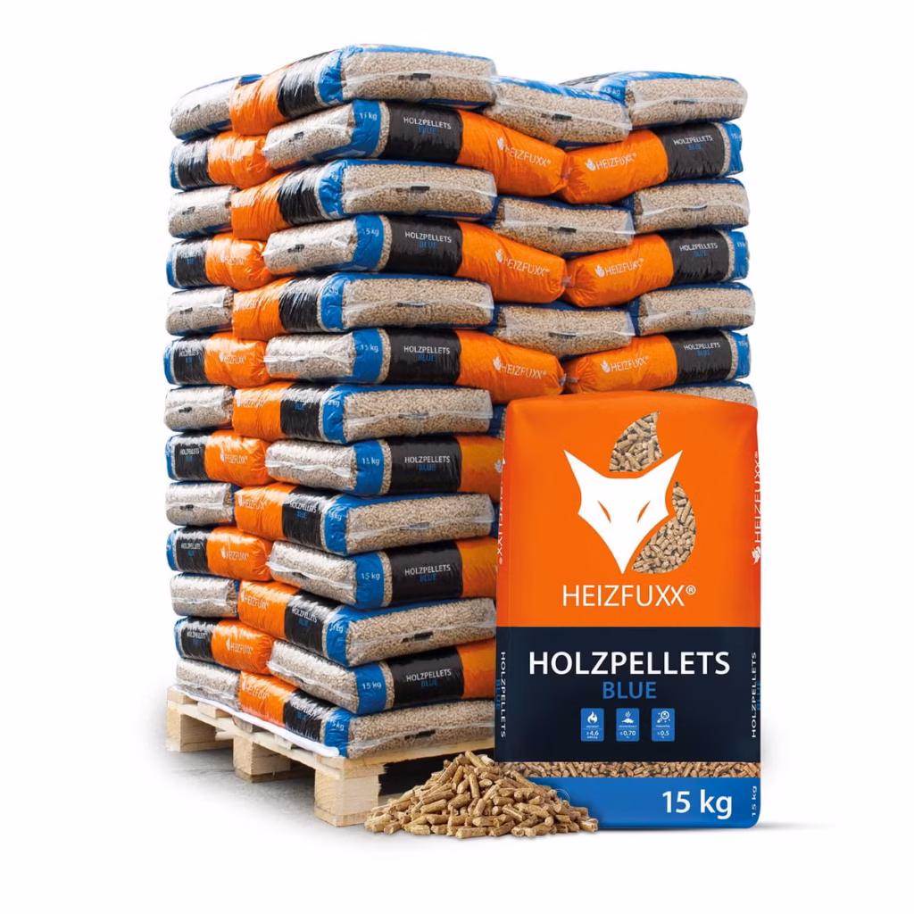 Heizfuxx Blue ENplus A1 Holzpellets Weichholz 15kg x 65 Sack (975kg Palette)
