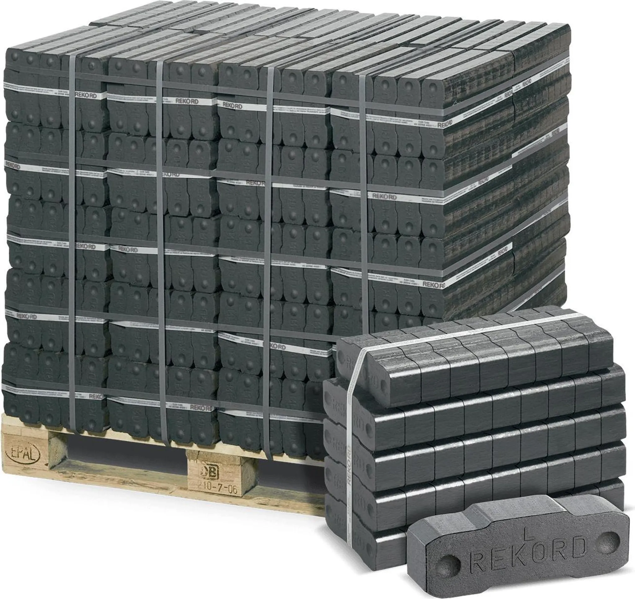 REKORD Braunkohlebriketts 1000kg Palette 25kg Gebinde